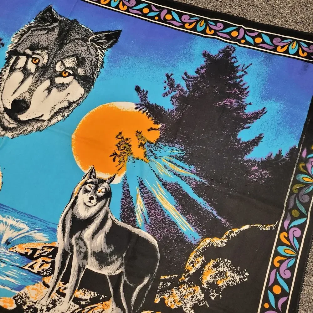 Wolf Tapestry Wall Hanging Blue Moon Wildlife Cabin Lodge Southwestern Decor